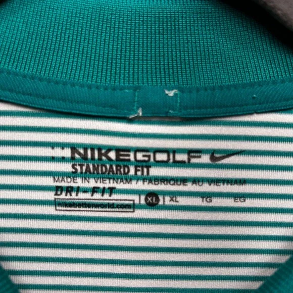 Nike Golf Polo Shirt Mens XL Green Striped Athleisure Gorpcore - Picture 2 of 8